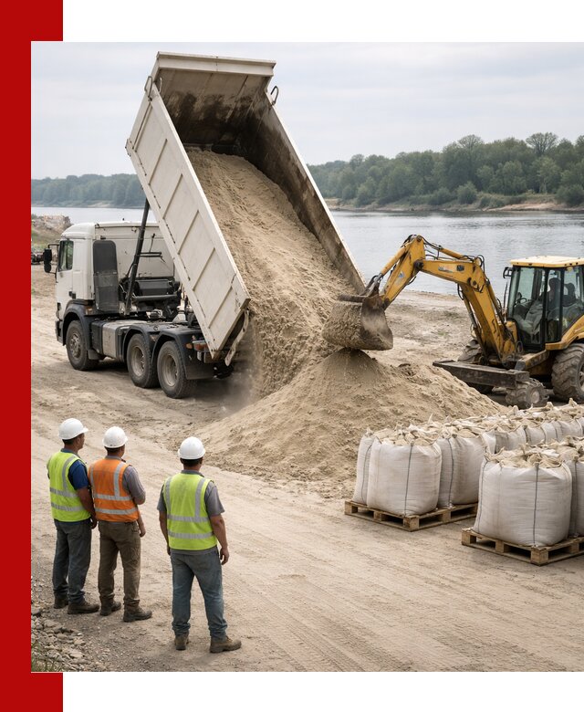 Доставка речного песка в Дзержинском самосвалами и погрузкой