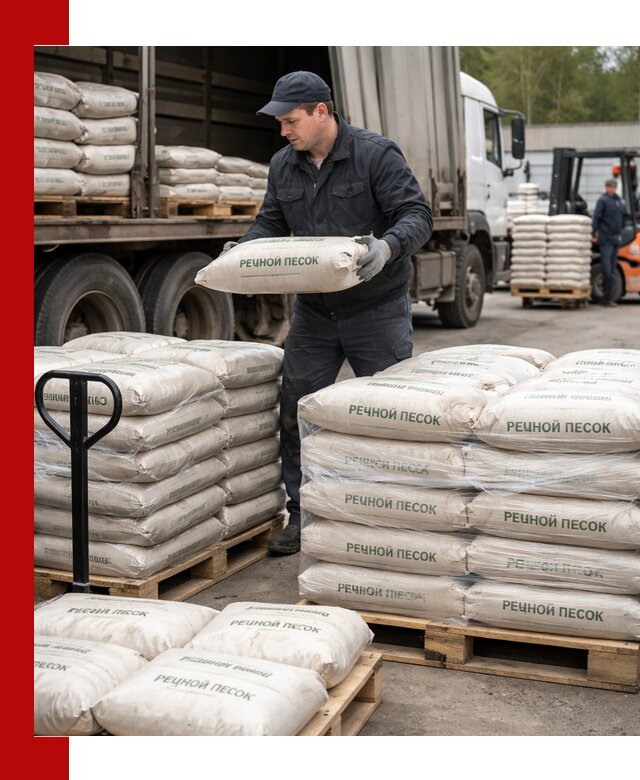 Речной песок в мешках с доставкой в Дзержинском