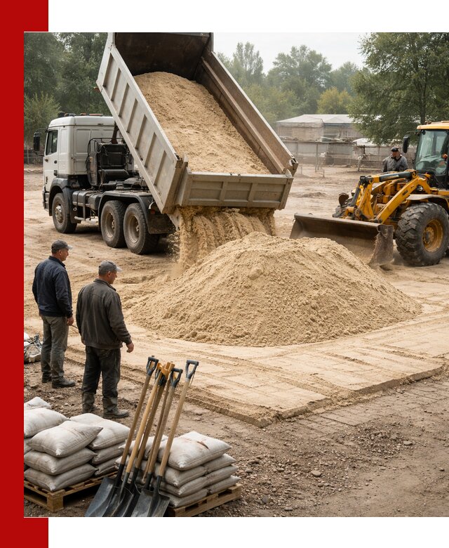 Доставка мытого песка в Дзержинском с самосвалами по выгодной цене