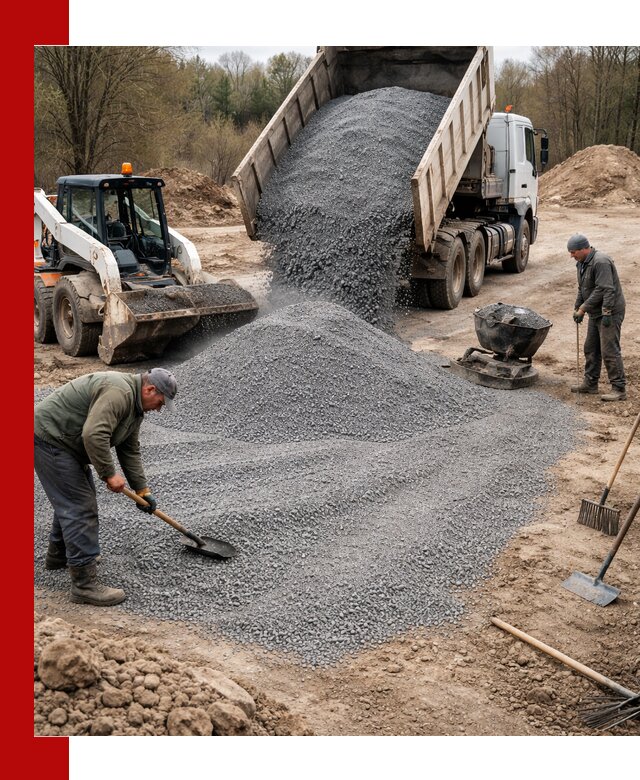 Отсев для подсыпки в Дзержинском — доставка и подсыпка на участок