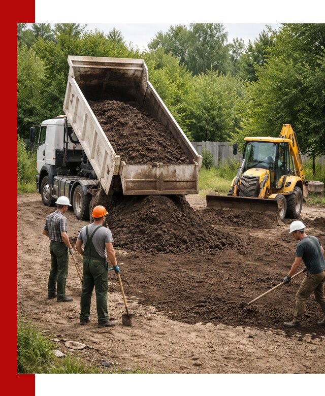 Доставка и укладка грунта для выравнивания участка в Дзержинском