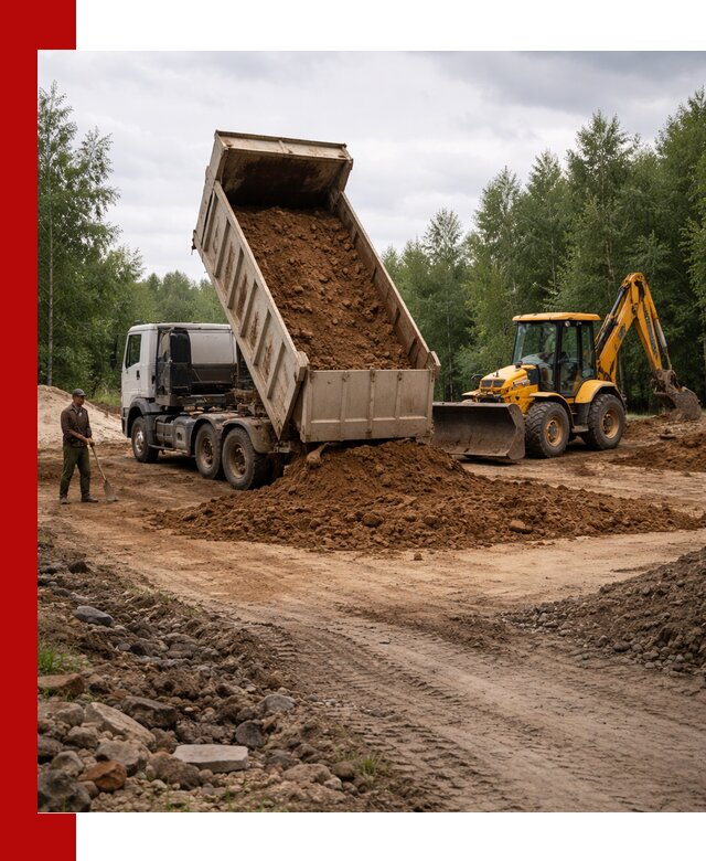 Доставка суглинка самосвалами в Дзержинском подсыпка и планировка