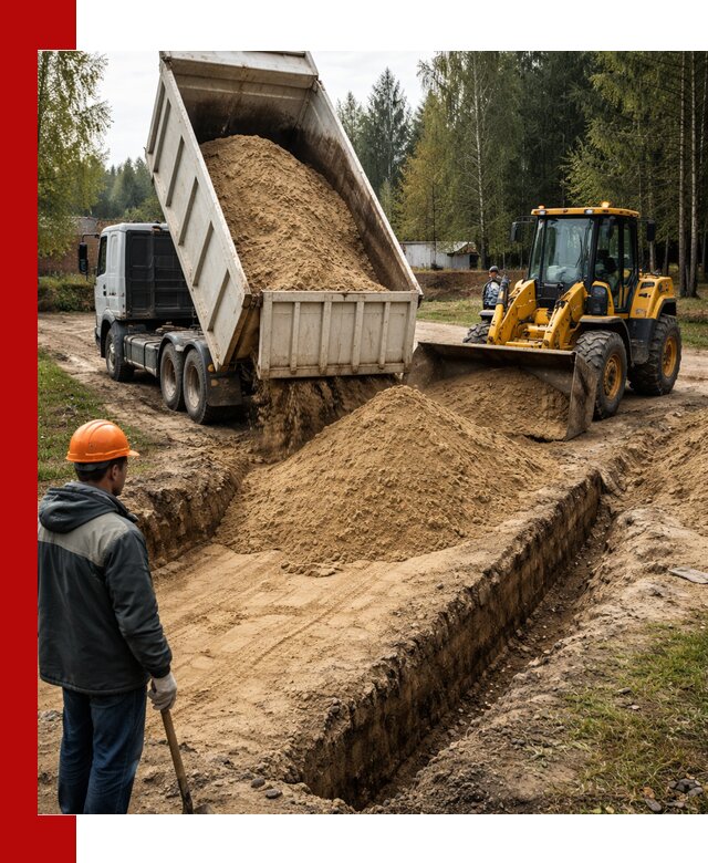 Доставка песчаного грунта в Дзержинском для строительных работ
