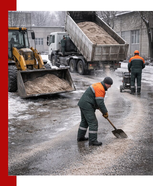 Реагент против гололеда с доставкой и нанесением в Дзержинском