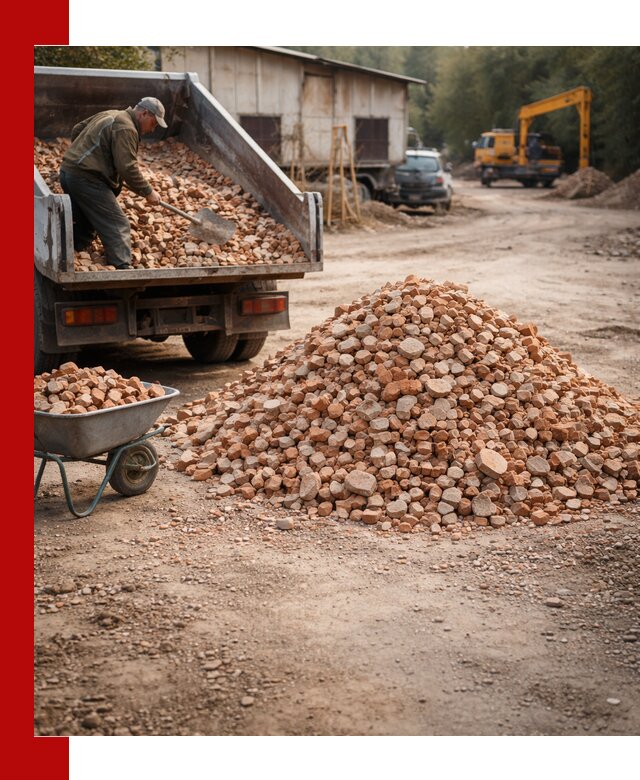 Доставка и подушка из боя кирпича с разгрузкой в Дзержинском