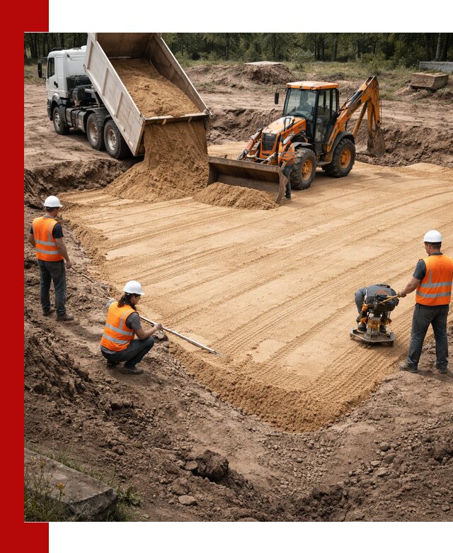 Устройство песчаной подушки для фундаментов и дорог в Дзержинском